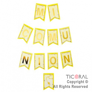 BANDERIN MI COMUNION AMARILLO CON STAMPING x 1